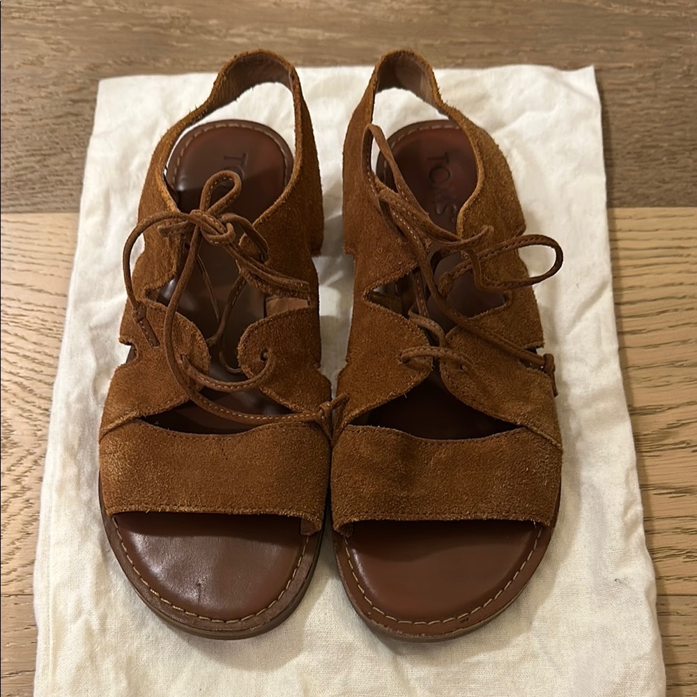 Tom’s Calipso Gladiator Chestnut Brown Suede Women's Sandals